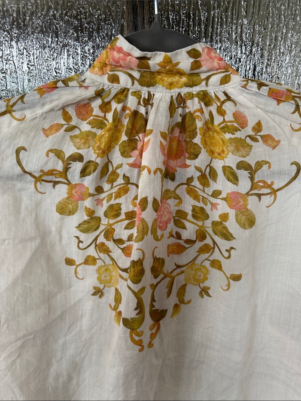 Kate Ford Noaea Blouse Cream Floral Peasant Blouse size US 6-8 - Picture 11 of 12